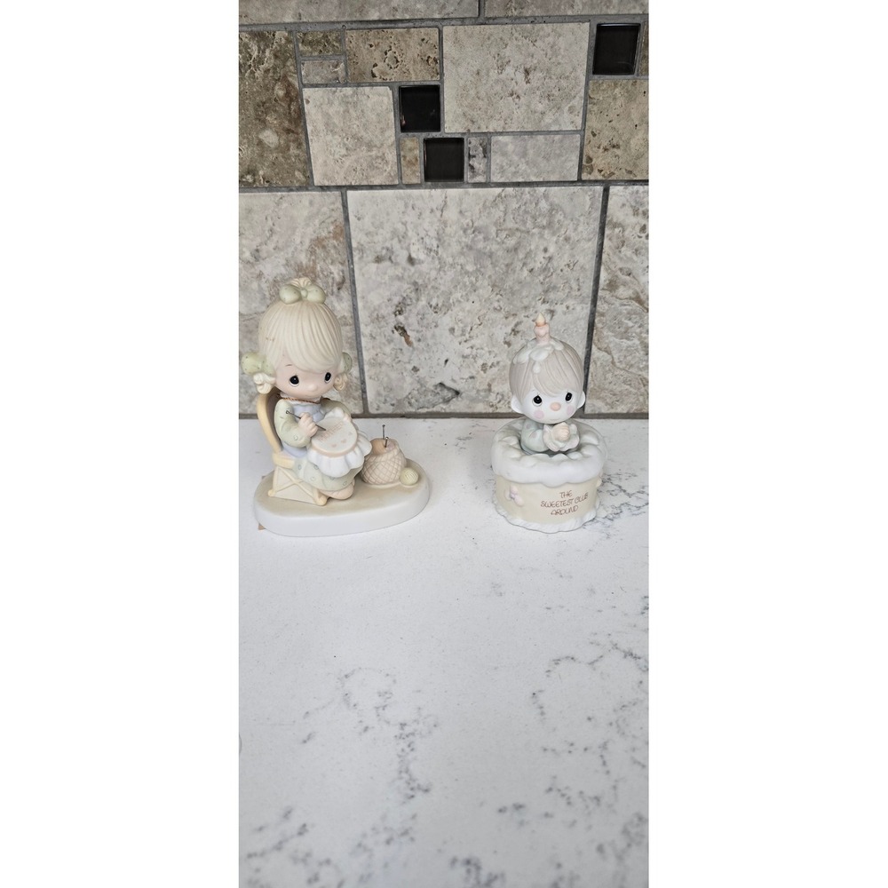 Precious Moments Figurine Lot Mother Sew Dear E-3106 Sweetest Club Around 1979